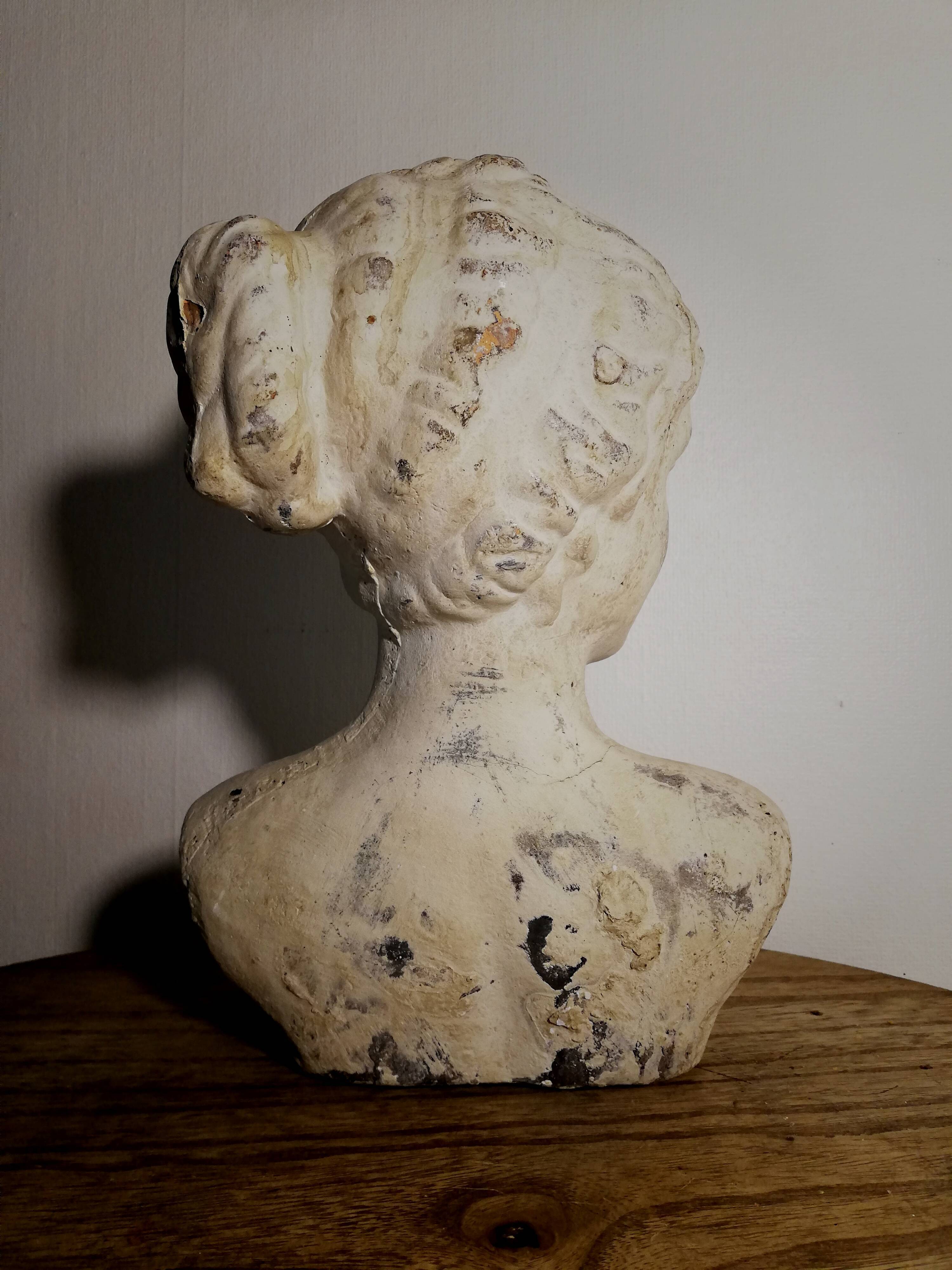 20th century plaster woman bust