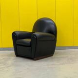 Poltrona Frau “Vanity Fair” XC Armchair in Genuine Black Leather.
