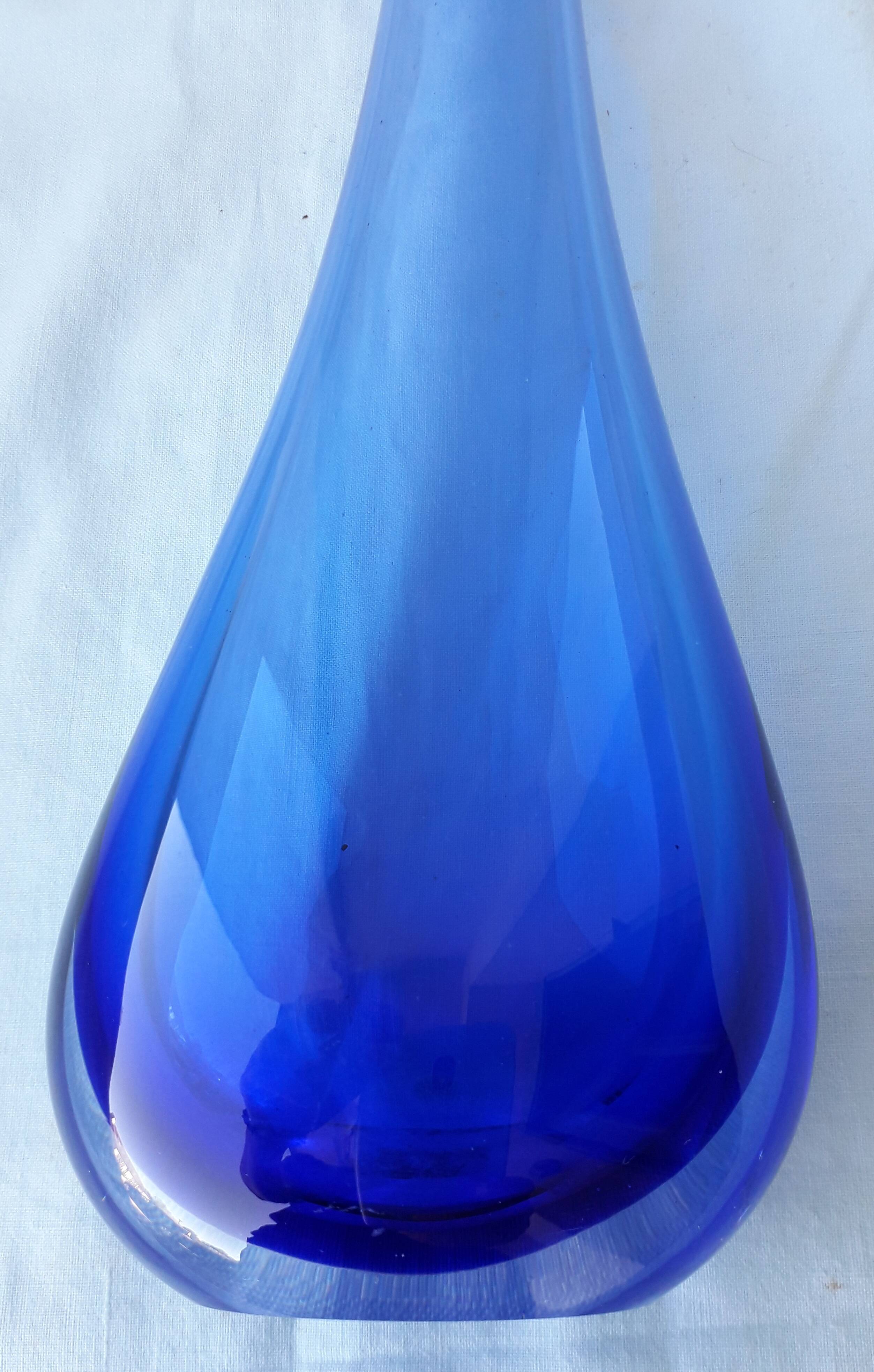 blue glass vase