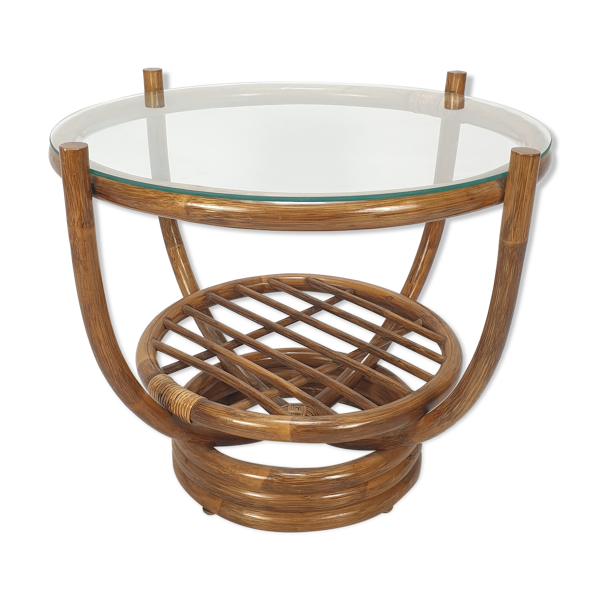 Table basse italienne en bambou, années 1980