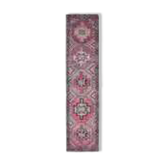 Vintage Turkish Oushak blanket made of wool and cotton, purple, 82x320.