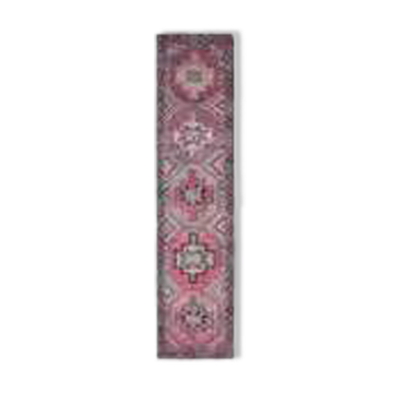 Vintage Turkish Oushak blanket made of wool and cotton, purple, 82x320.
