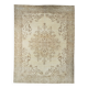 Tapis Vintage Beige Clair Motif Médaillon Floral Élégant, 354x458 Cm