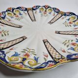Old dish in polychrome earthenware from Desvres decorated from Rouen, signed, 34 cm
