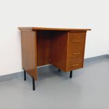 Vintage modernist desk in wood and black metal from the 60s