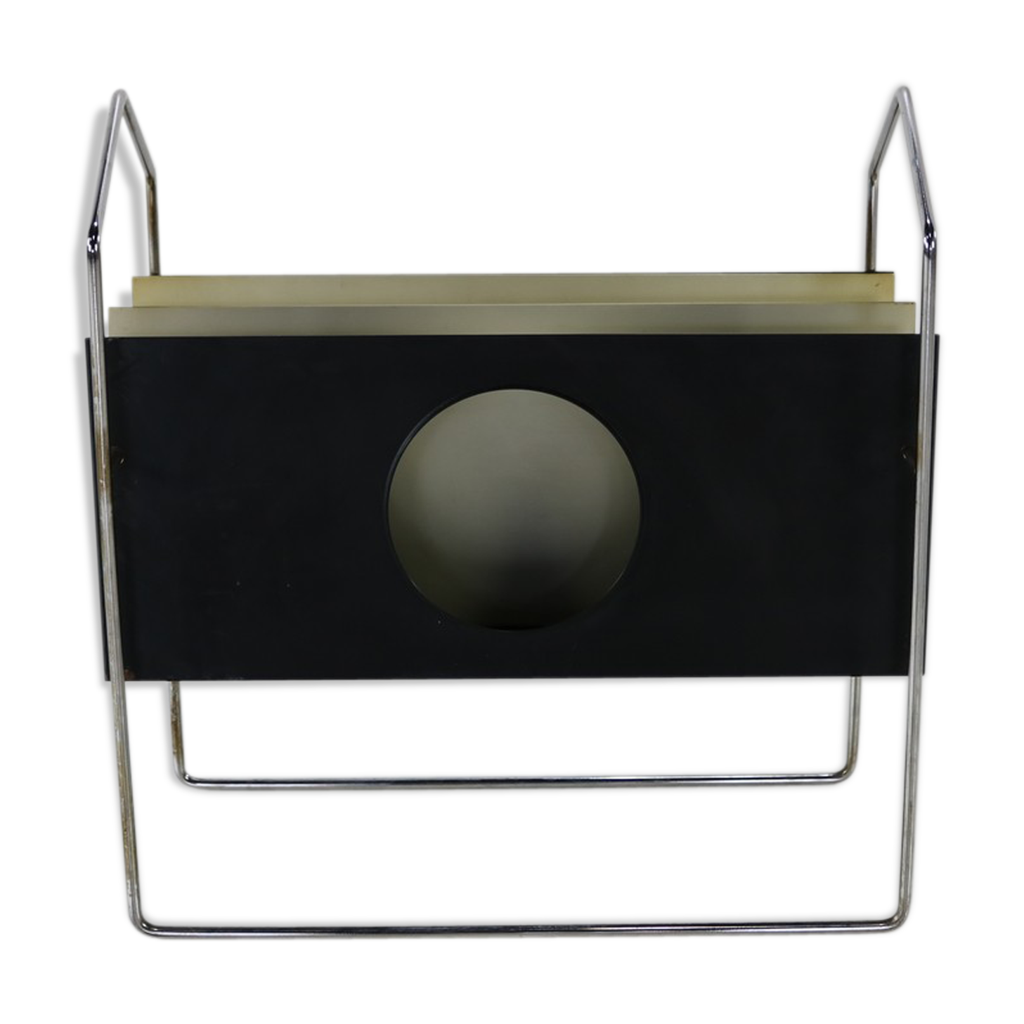 All metal magazine rack with sliding divider