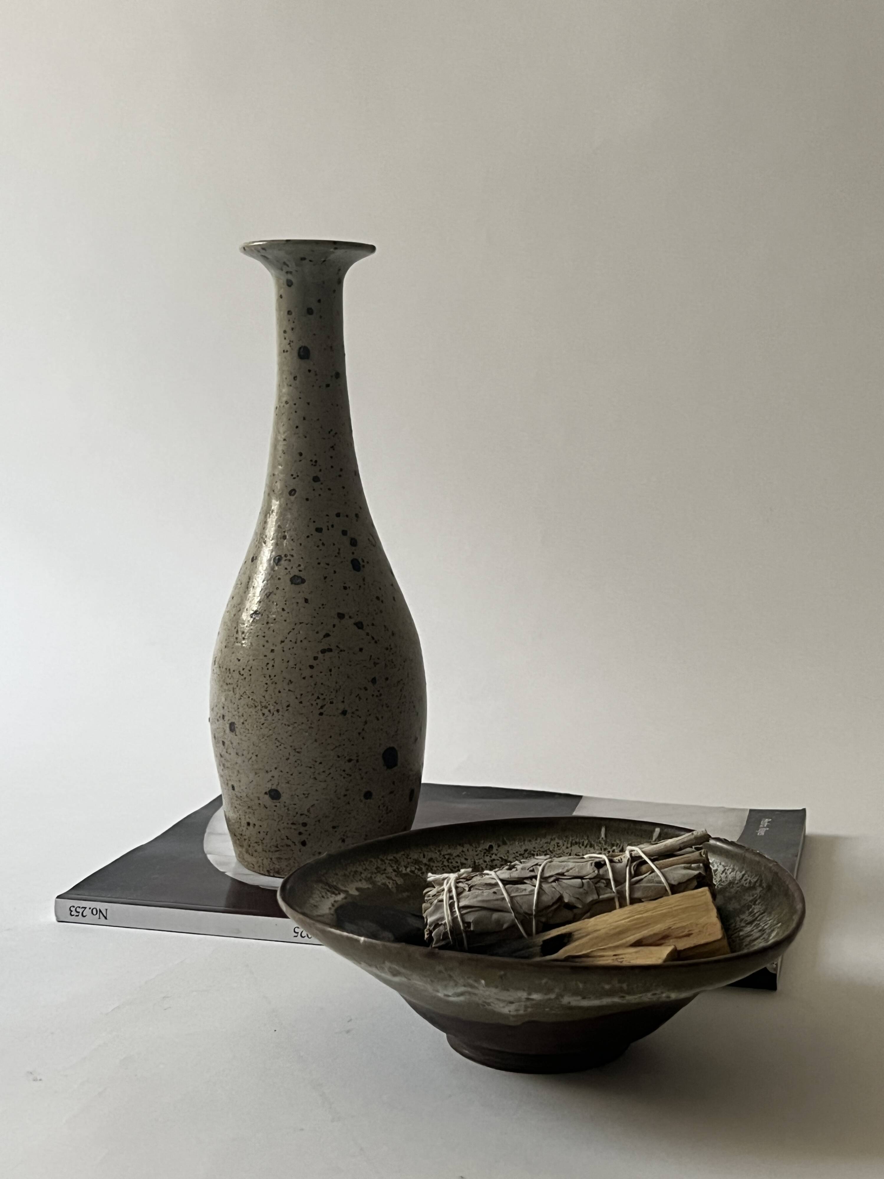 Pear-shaped vase in pyrite stoneware, La borne France 1950