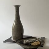 Pear-shaped vase in pyrite stoneware, La borne France 1950