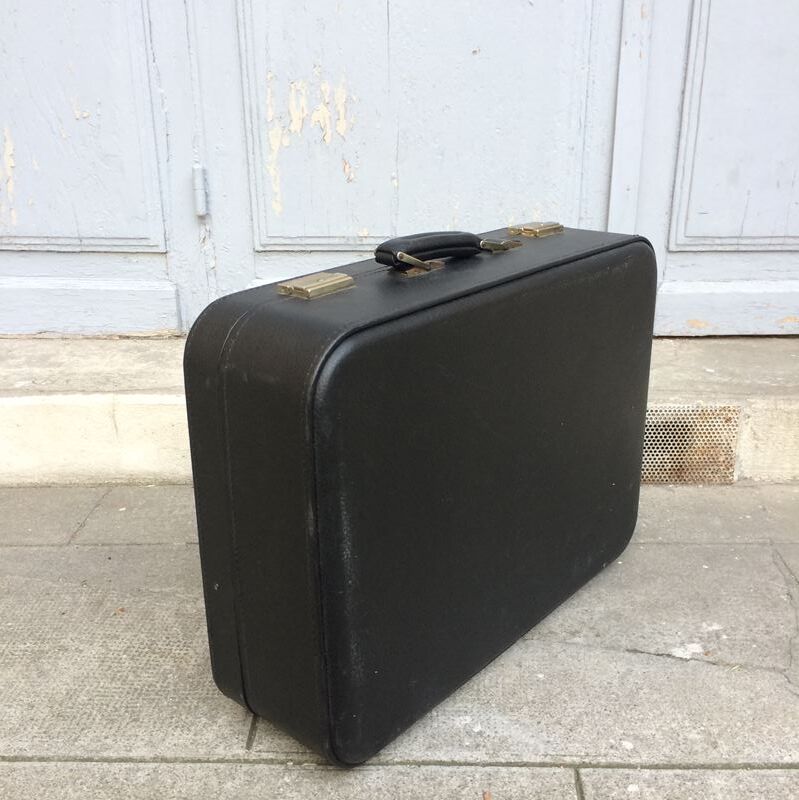 Valise vintage simili cuir noir