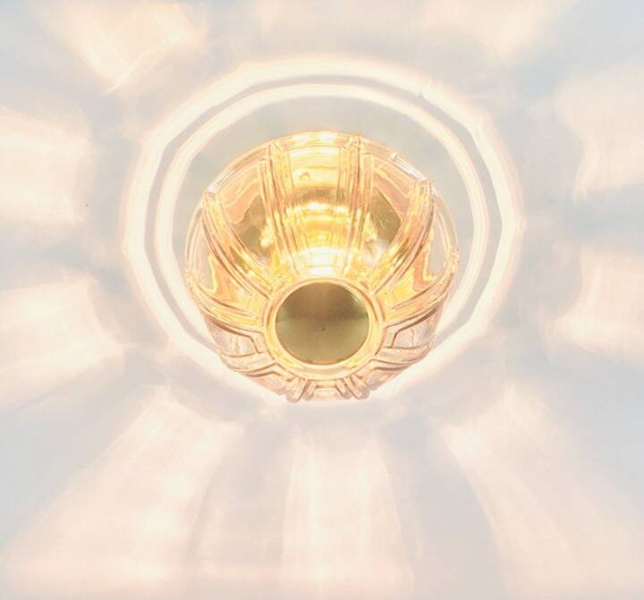 Mid-Century Glass & Brass Ceiling Light from Limburg, Germany, 1960s