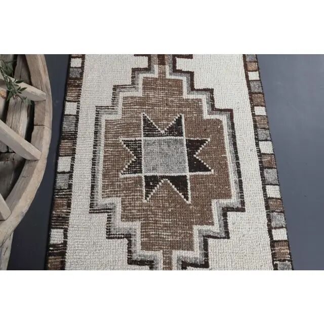 Tapis couloir en laine Oushak turc vintage des années 1970, 97x323.
