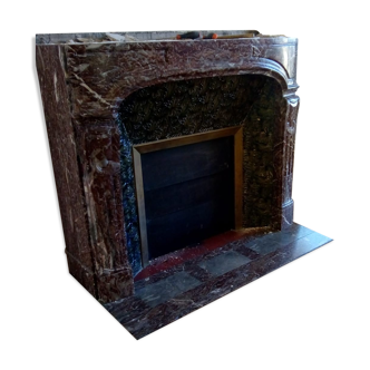 Red marble fireplace