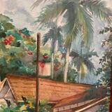 View of a palm-tree alley on an island, 20th century
