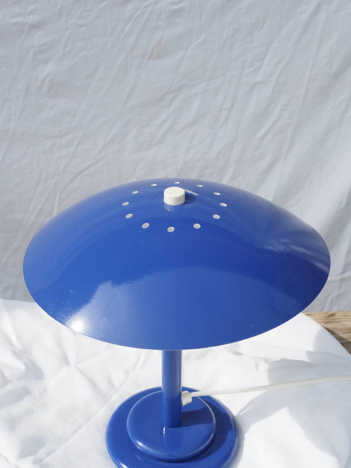 Blue table lamp Aluminor 1960-70