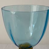 5 glasses in amber and blue crystal George Sand diabolos 19th century