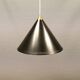 Cone pendant produced by Danish Lyfa in beautiful black lacquer with perforated shade and brass top.