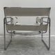 "Wassily" armchair by Marcel Breuer for Gavina in white leather.