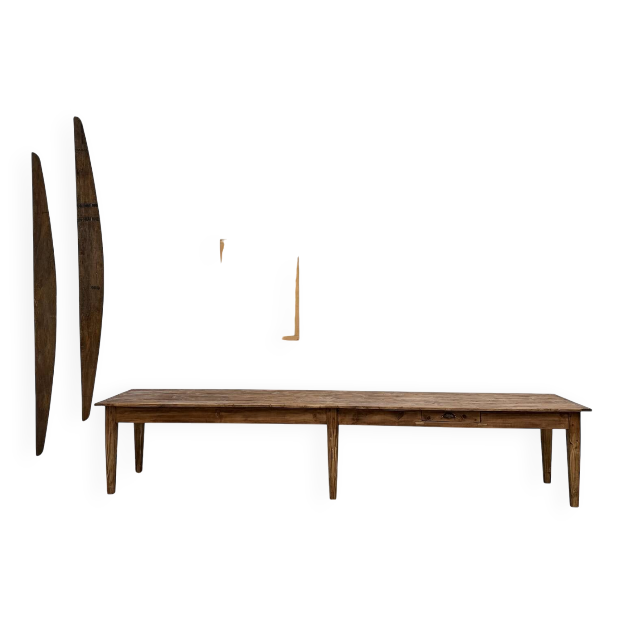 XXL farmhouse table 4 metres in solid pine - 6 legs - 1950s