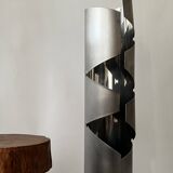 Grande lampe sculptural en métal chormé et brossé, design 1970