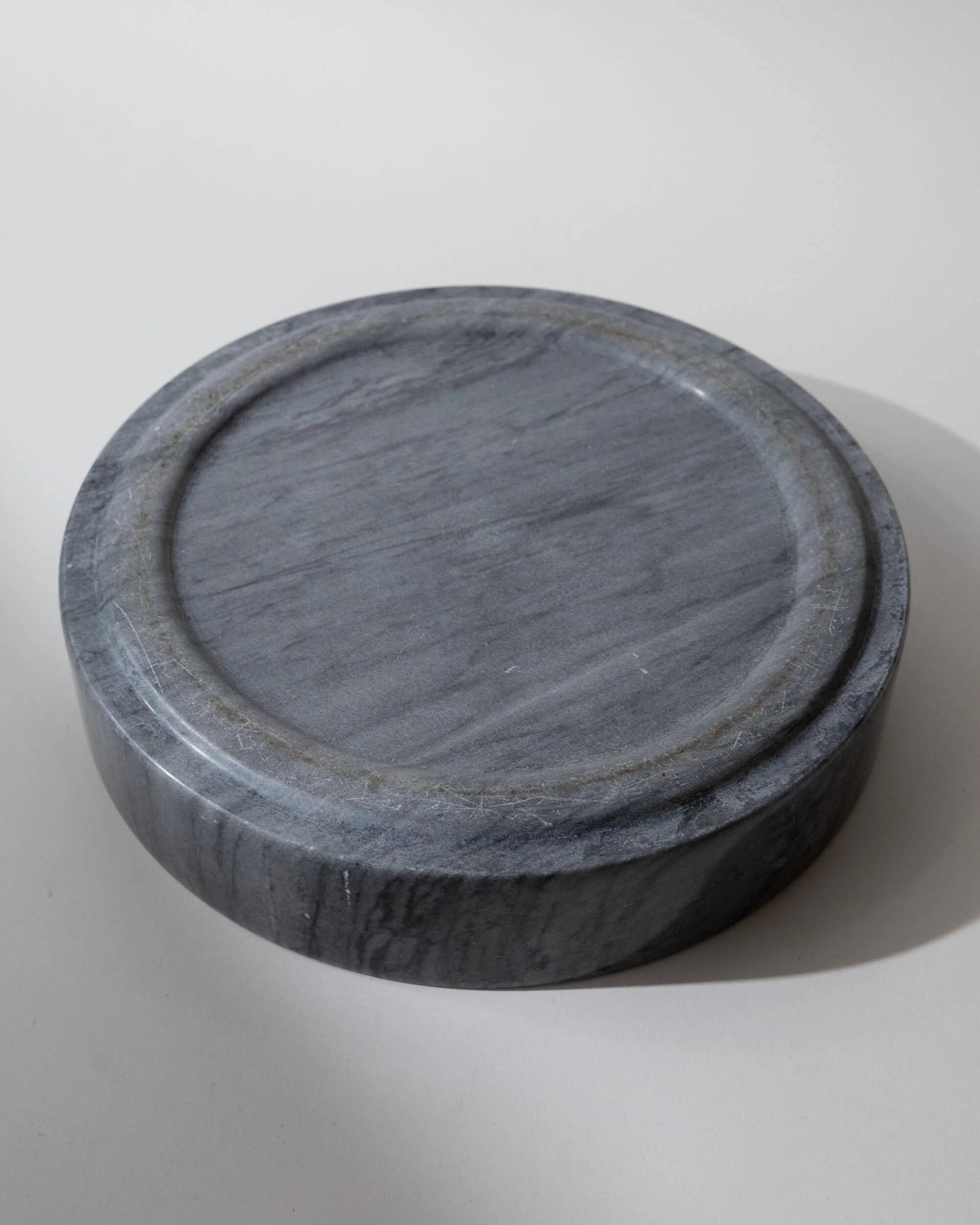 Large vintage marble bowl from the 1970s, dark grey.