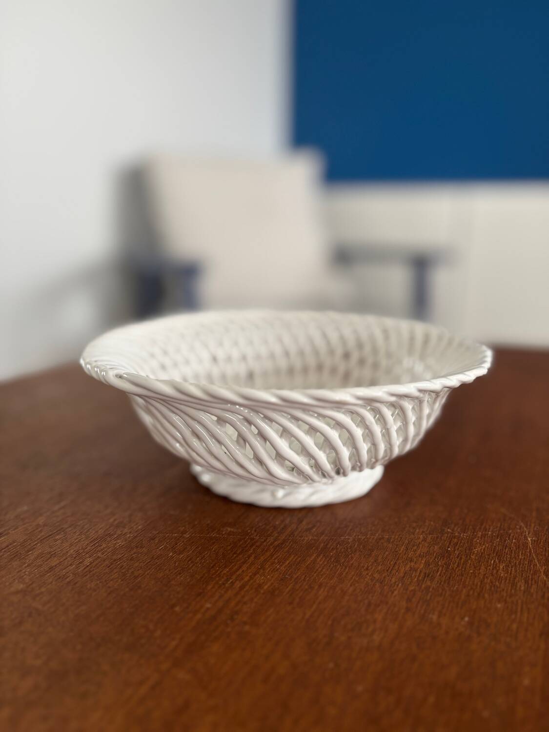 Openwork white ceramic bowl - Elegant and timeless centerpiece