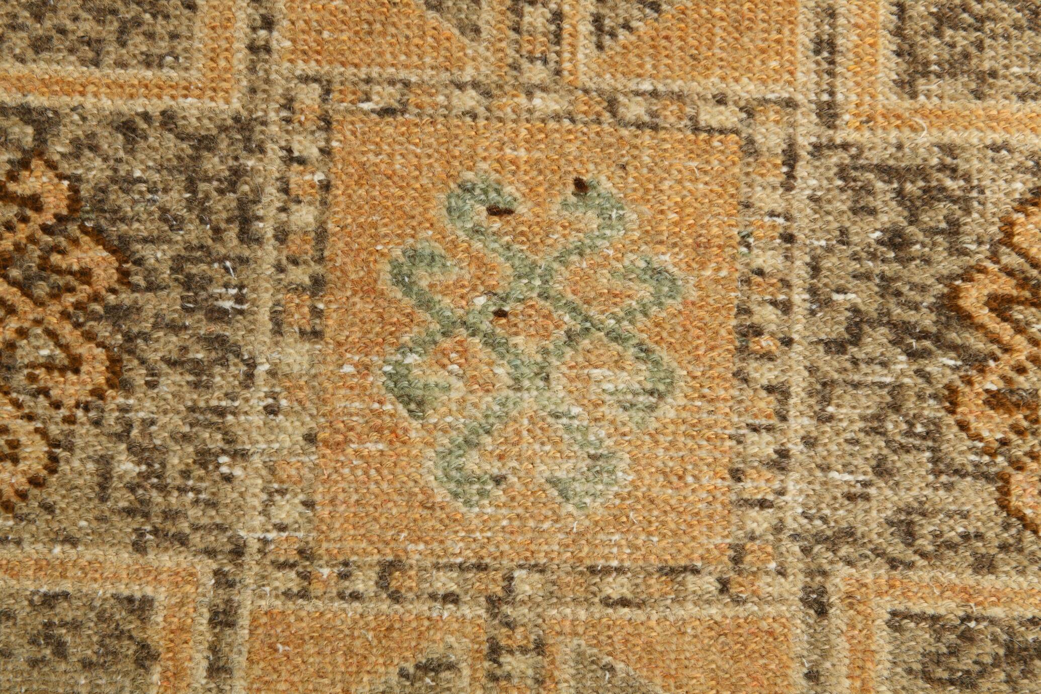 3x11 Cinnamon Color Turkish Runner Rug, Anatolian Vintage Rug, 92x321Cm