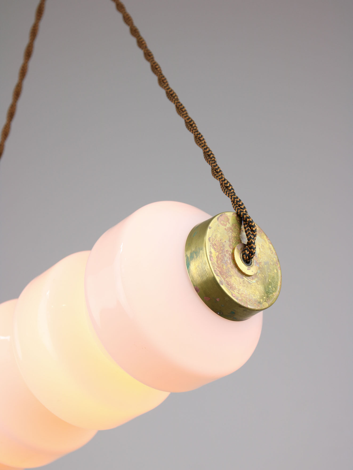 Mid-century opaline & brass pendant lamp