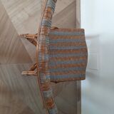 2 woven rattan garden chairs – sky blue net patterns – 1940s