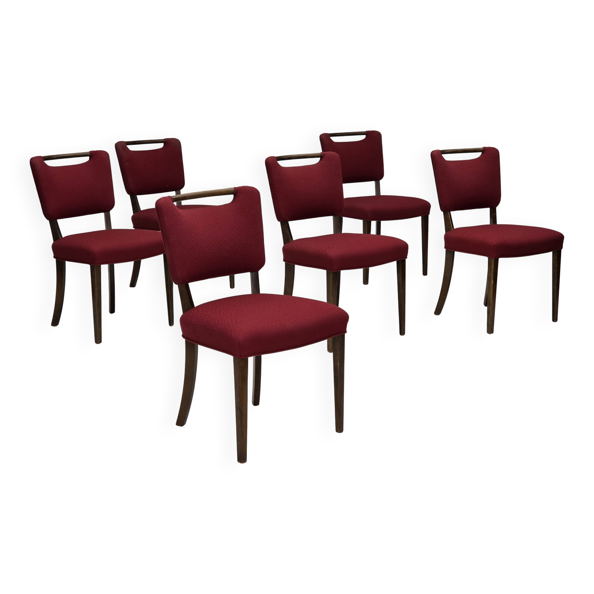 1960s, set of 6 pcs Danish dining chairs by Slagelse Møbelværk, wool.