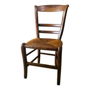 Chaise paillé louis - massif philippe