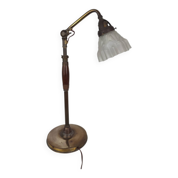 Vintage Italian table lamp in brass and wood by A. Perazzone Torino