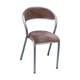Chaise en velours beige et chrome forme courbée vintage 1950