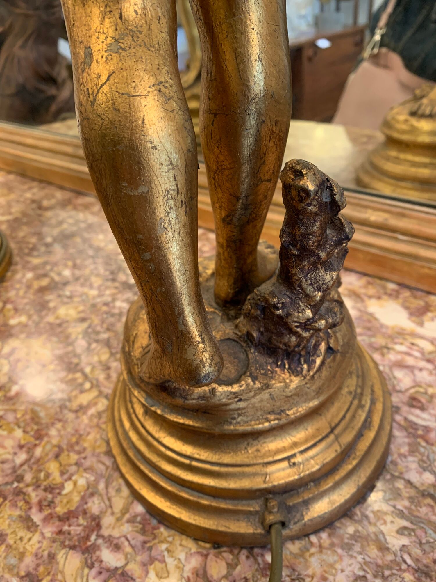 Pair of gilded wooden lamps from the 1960s