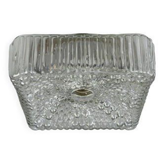 60s 70s Hustadt Leuchten Germany ceiling lamp Plafoniere made of glass & metal