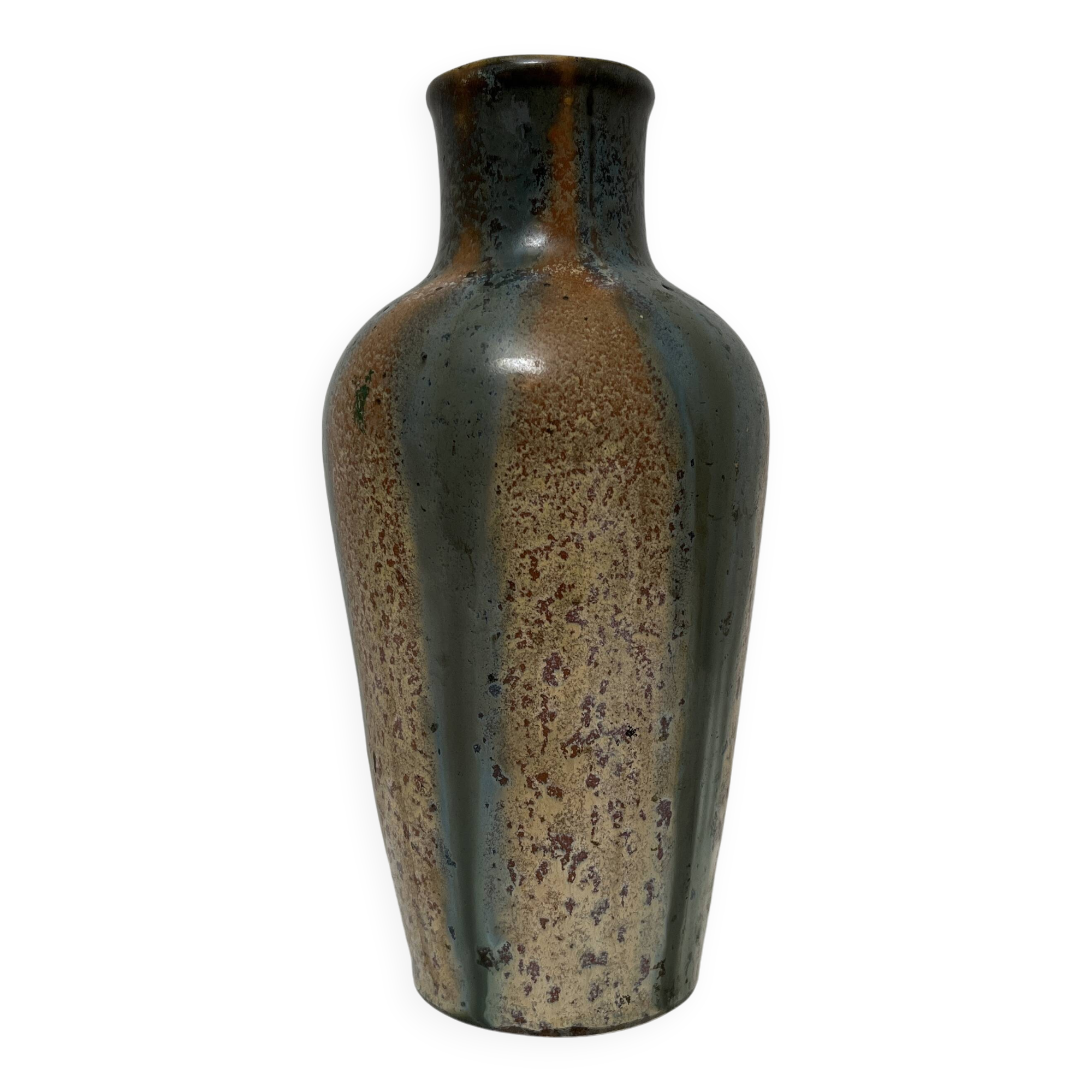 Pierrefonds Greber Delaherche style flamed stoneware vase