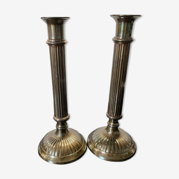 Pair of bronze candle holders
