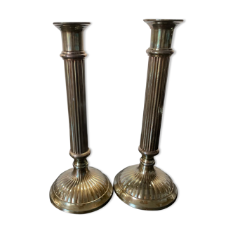 Pair of bronze candle holders