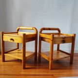 Paire de tables de chevet pin massif 1980