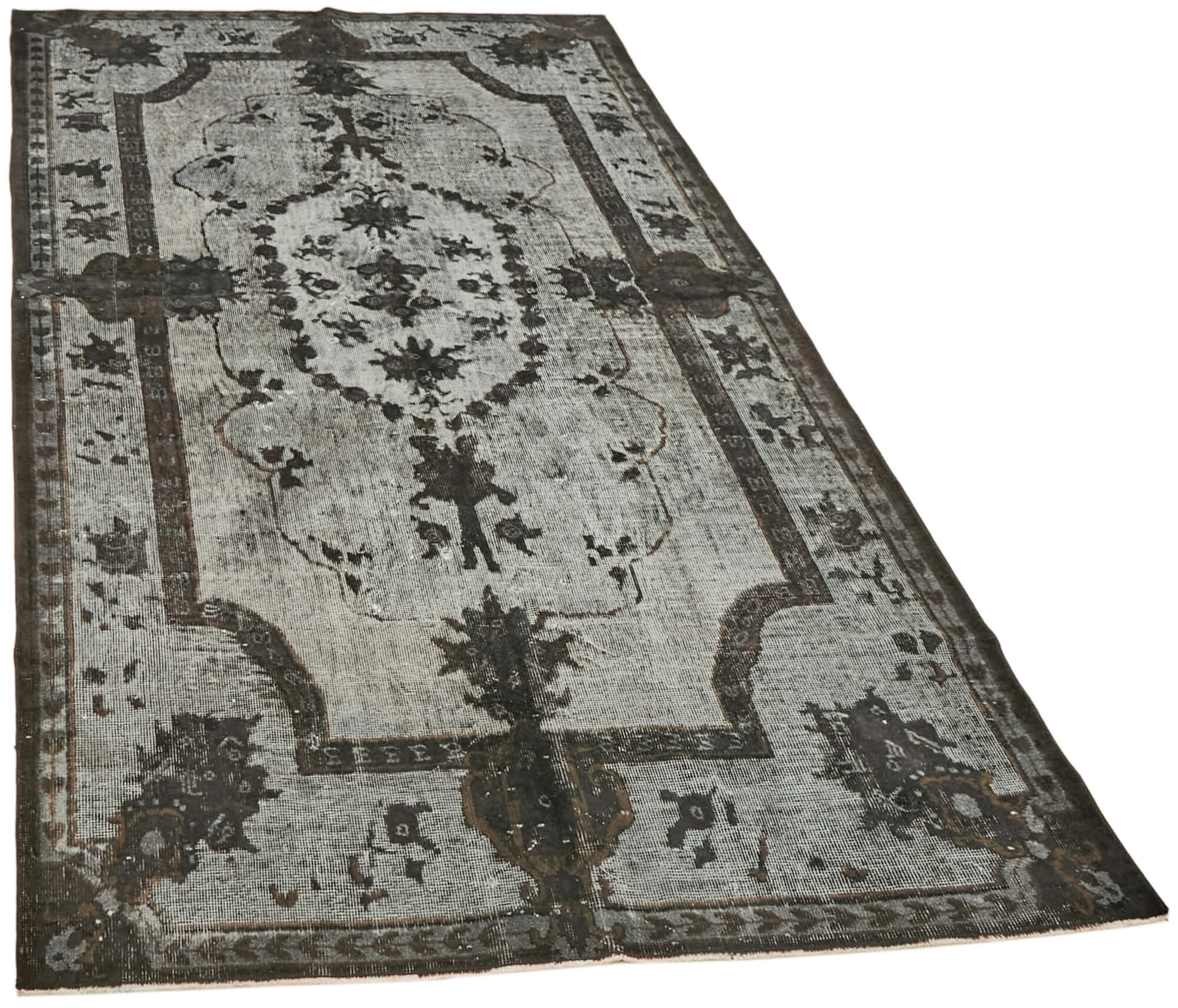 Handwoven unique turkish 1980s 166 cm x 300 cm black rug