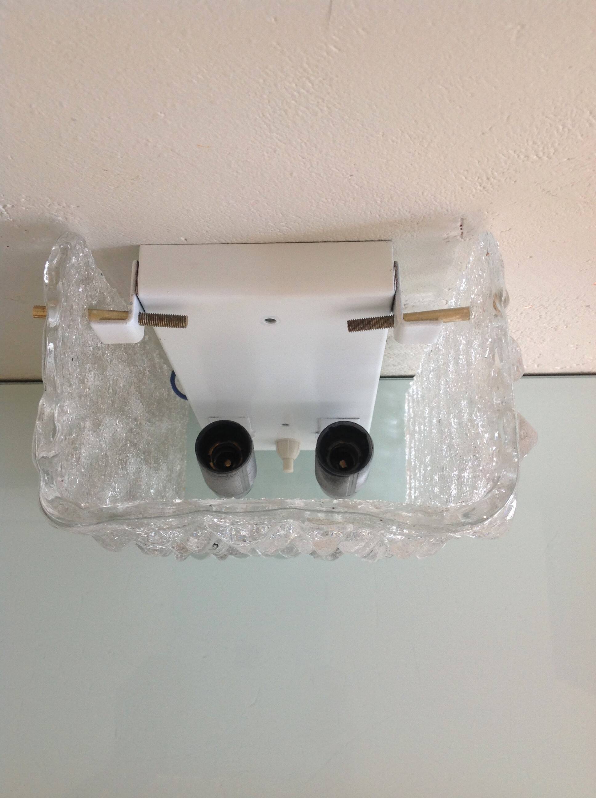 Wall lamp in ice glass and diamond tips / vintage 60s-70s