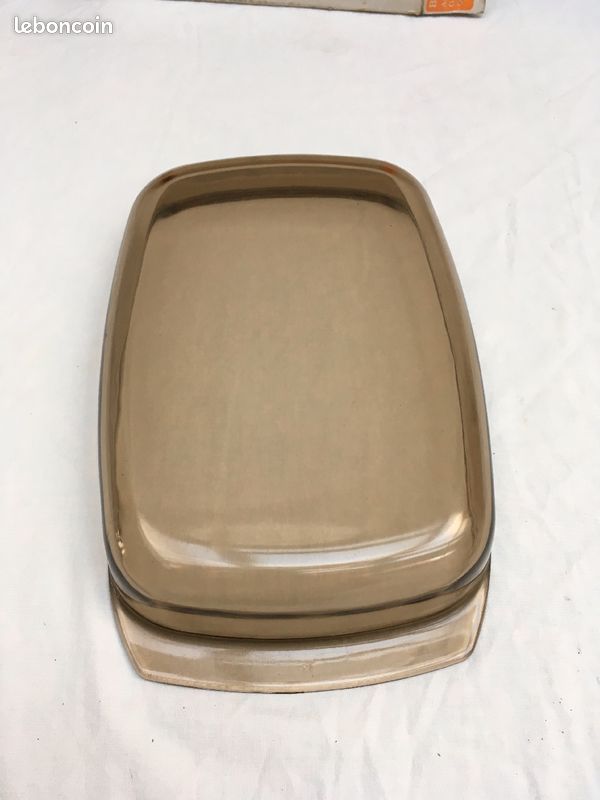 Dish vintage rectangular 35 cm arcopal smoked "gourmet" for oven