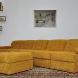 Yellow corduroy modular sofa, 1970s, set of 6