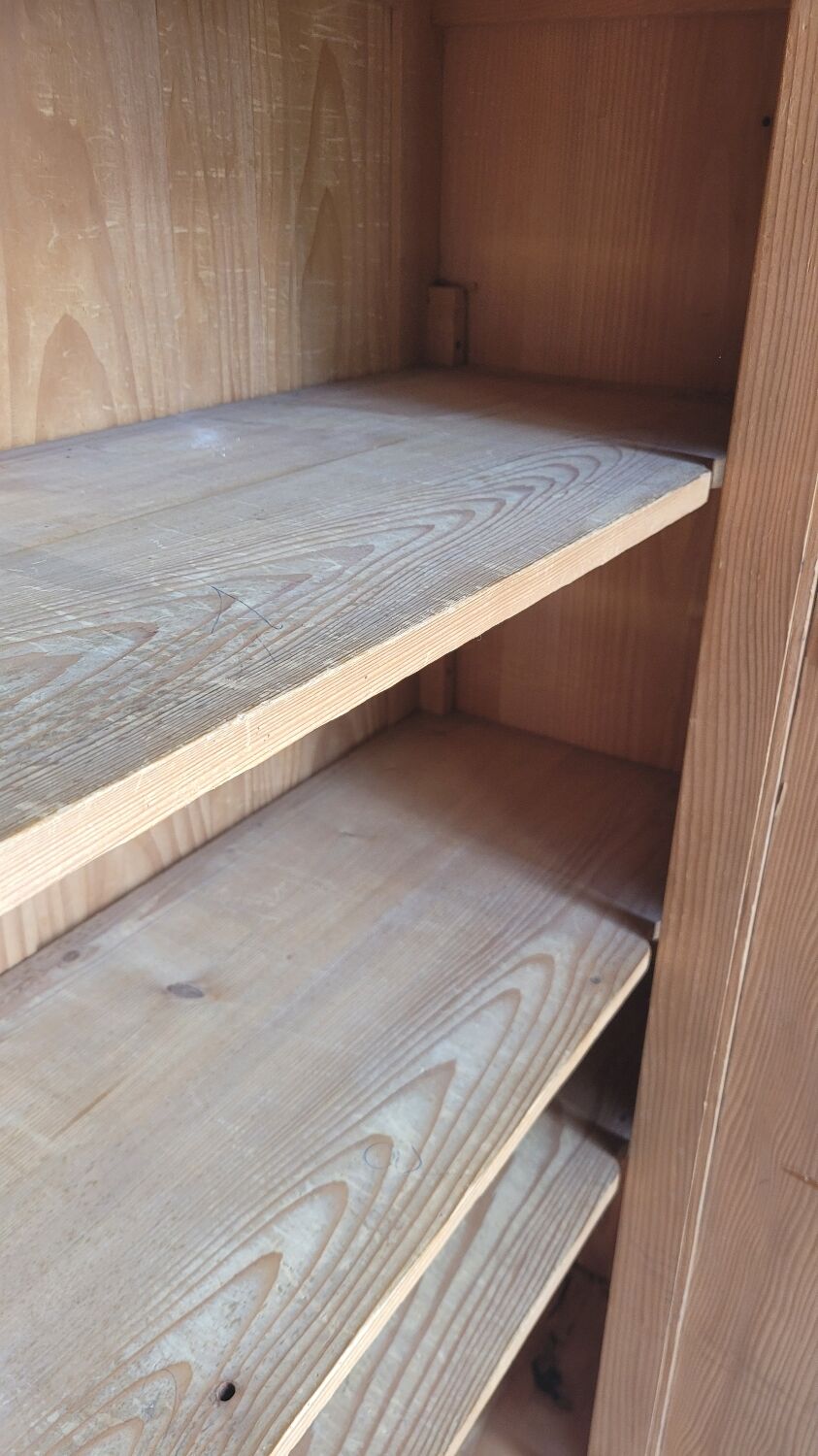 Parisian wardrobe in vintage pine old manufacture 1950
