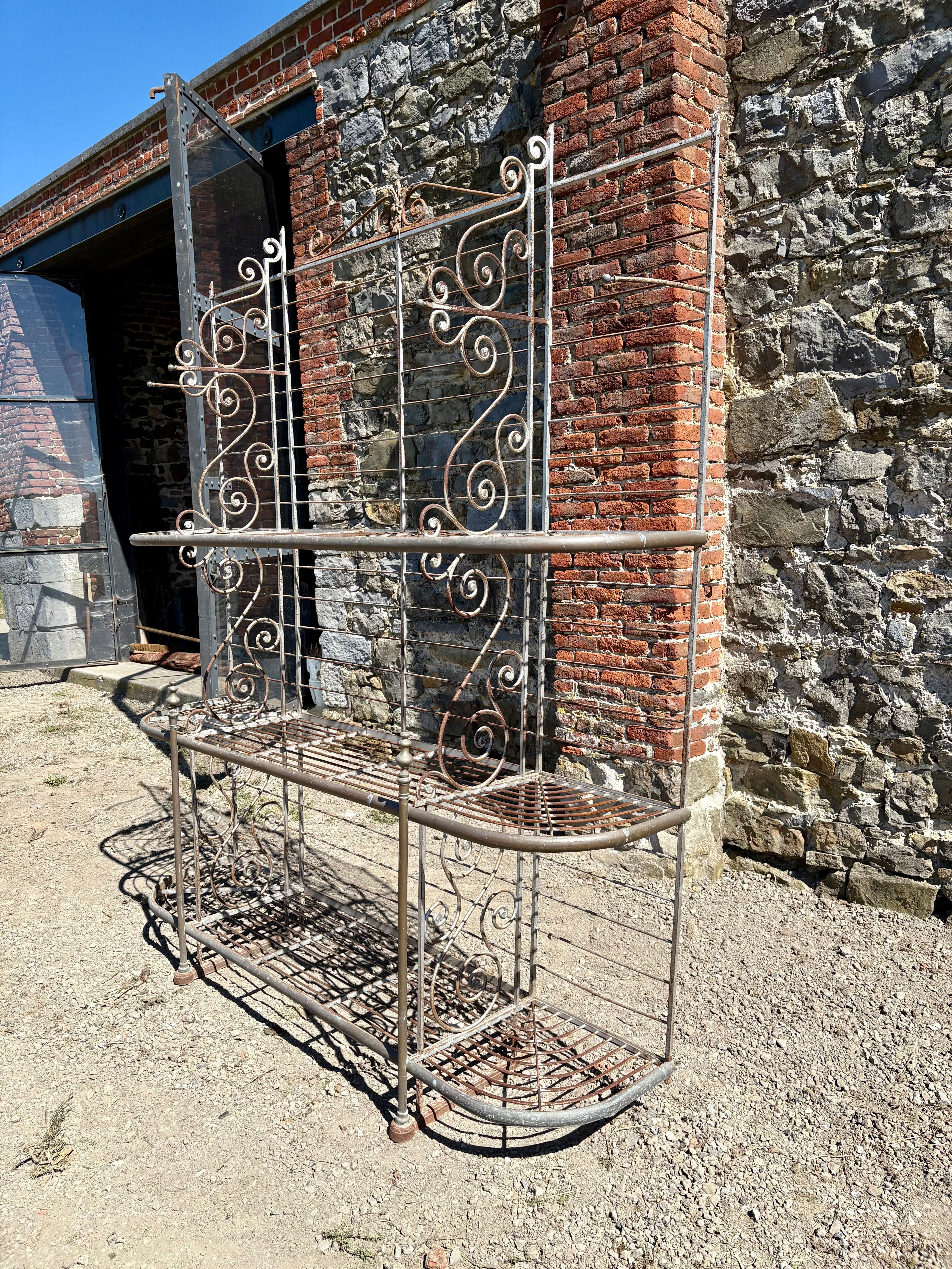 Large garden shelf / console in wrought iron – 19th century style