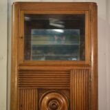 Solid oak display cabinet in the style of Charles Dudouyt, 1950s