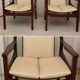 Pair of vintage Baumann armchairs – leather & solid wood – very good condition
