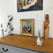 Small Art Deco mirror with a gilded wooden frame.