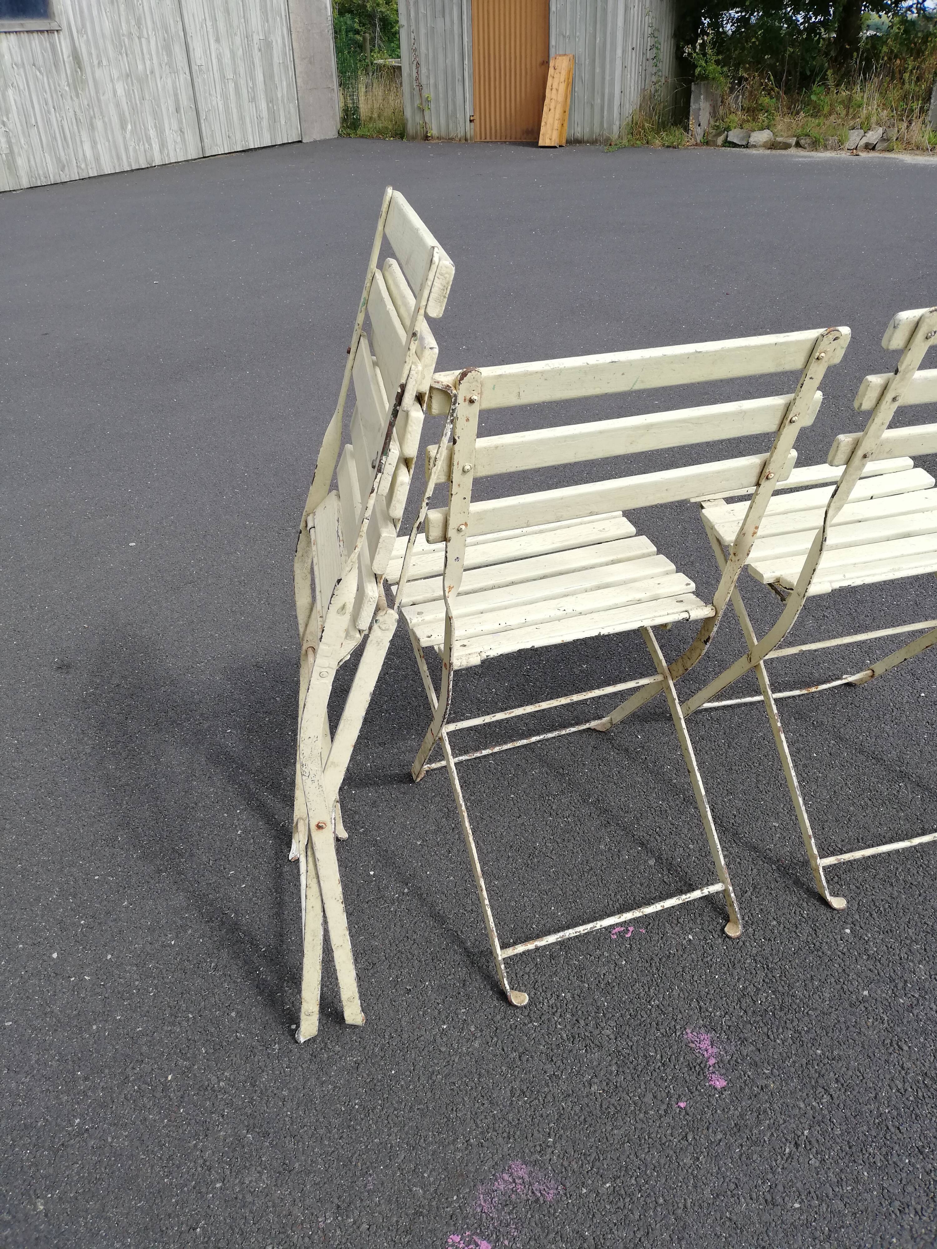 Series of 3 old folding outdoor chairs vintage garden