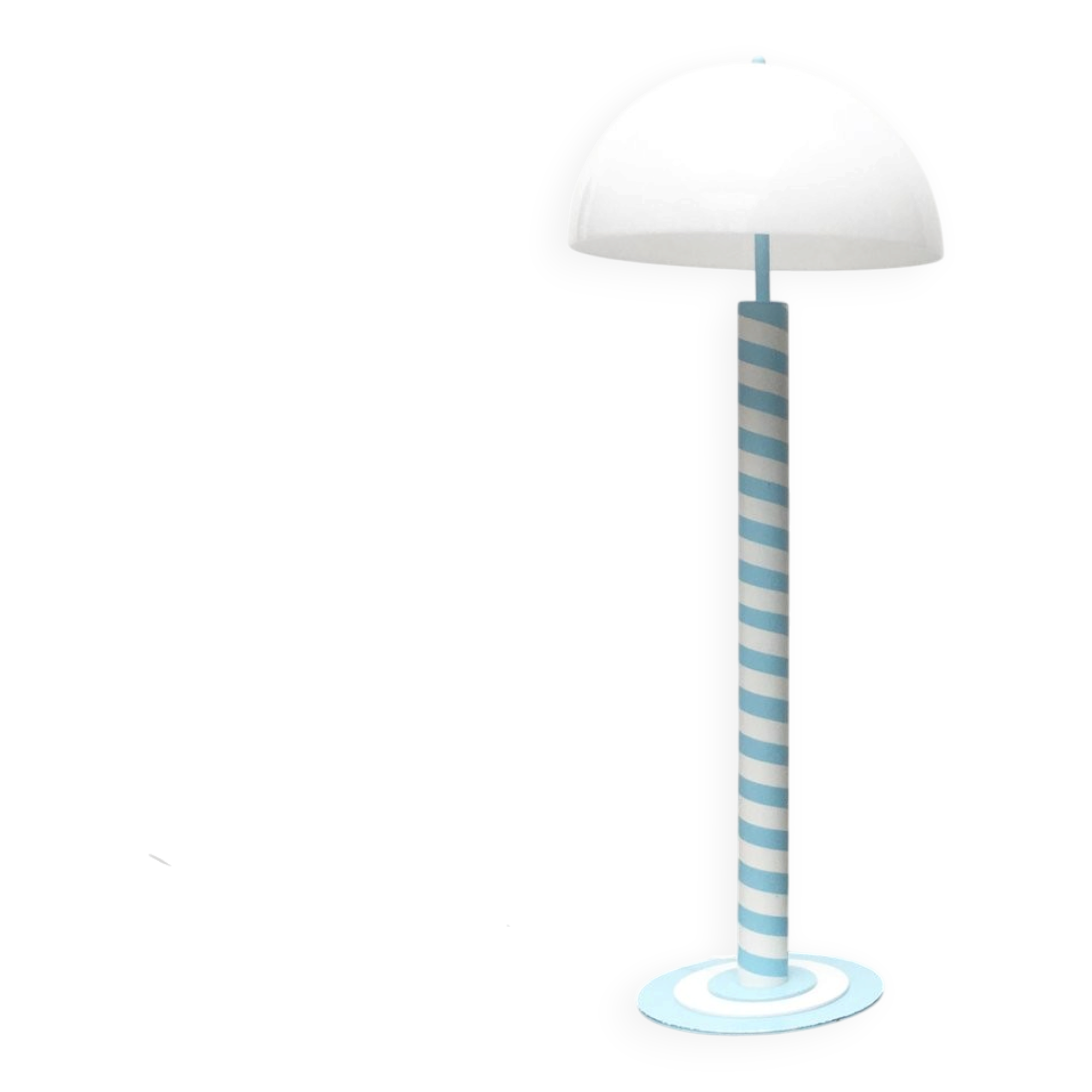 Lampadaire allemand postmoderne avec motif tourbillon bleu clair et blanc, années 1980