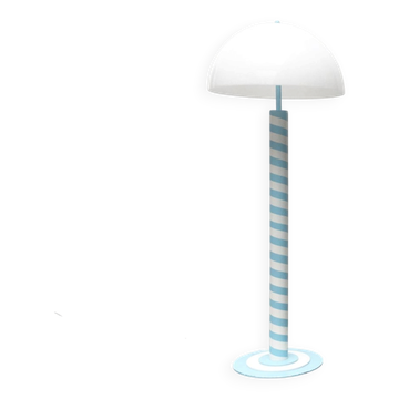 Postmodern German floor lamp with a light blue and white swirl pattern, 1980s.